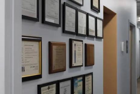 Dental office certificates and awards